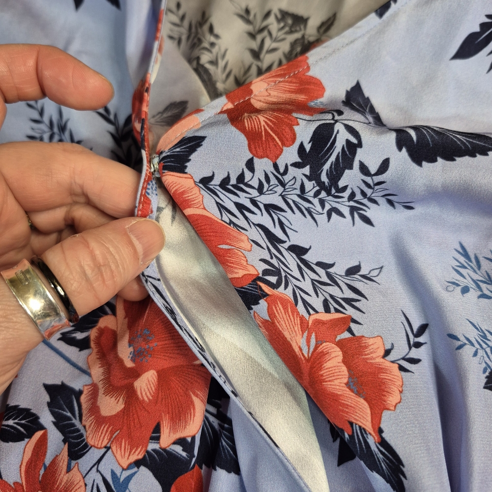 Parker Light Blue and Red Floral Silk Maxi Dress - Picture 8 of 11